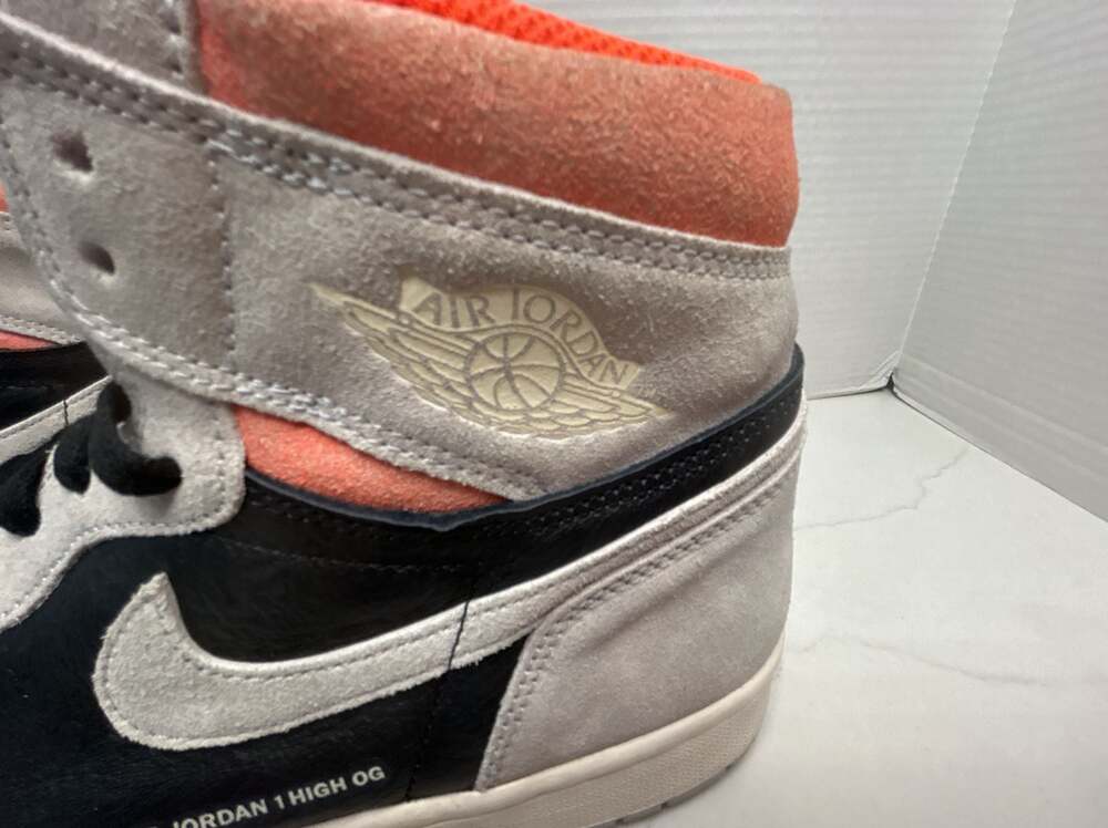 Nike Air Jordan 1 High OG Neutral Grey Hyper Crimson Size 13 - Picture 8 of 10